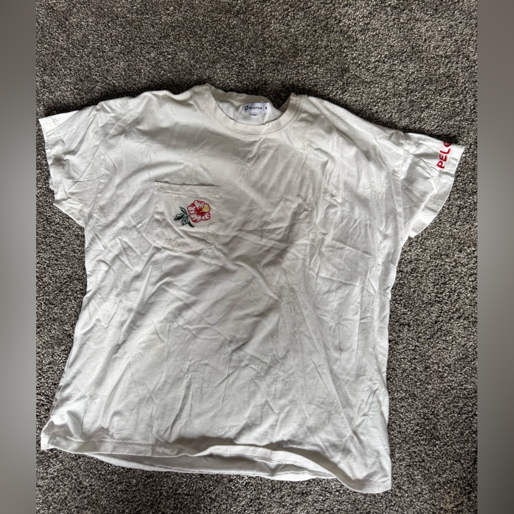 Tropical Tee with Red Logo and Floral Pocket